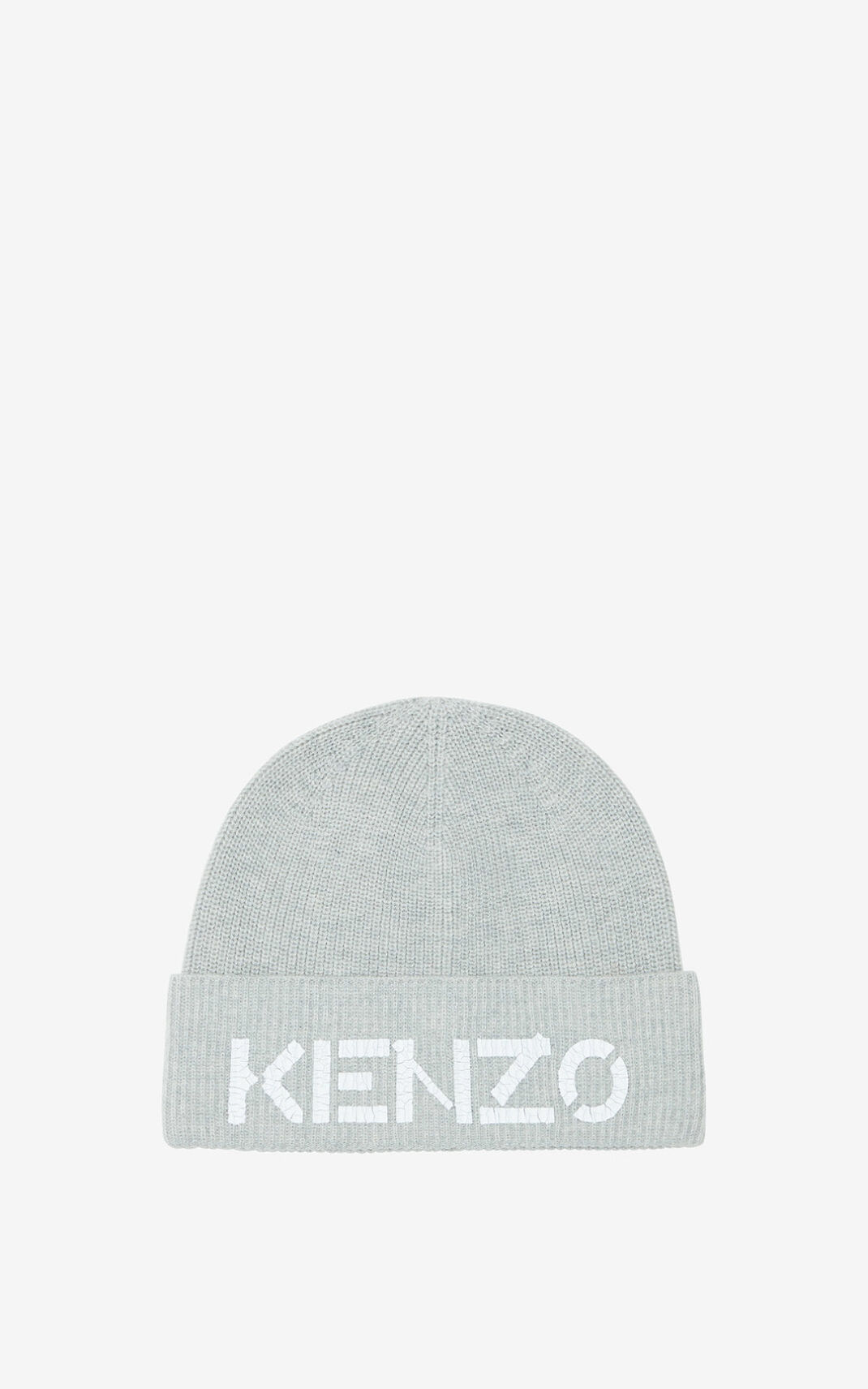 Kenzo Logo knit Bere Bayan Gri | 5319-SZBTL